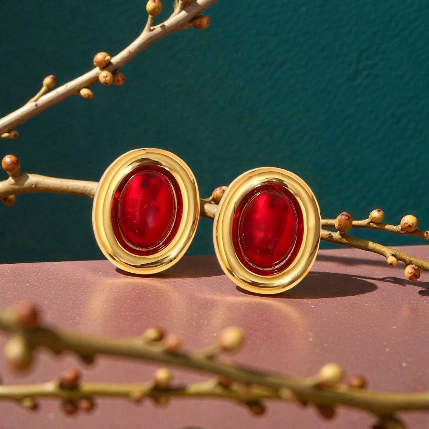 Red Gemstone Earrings