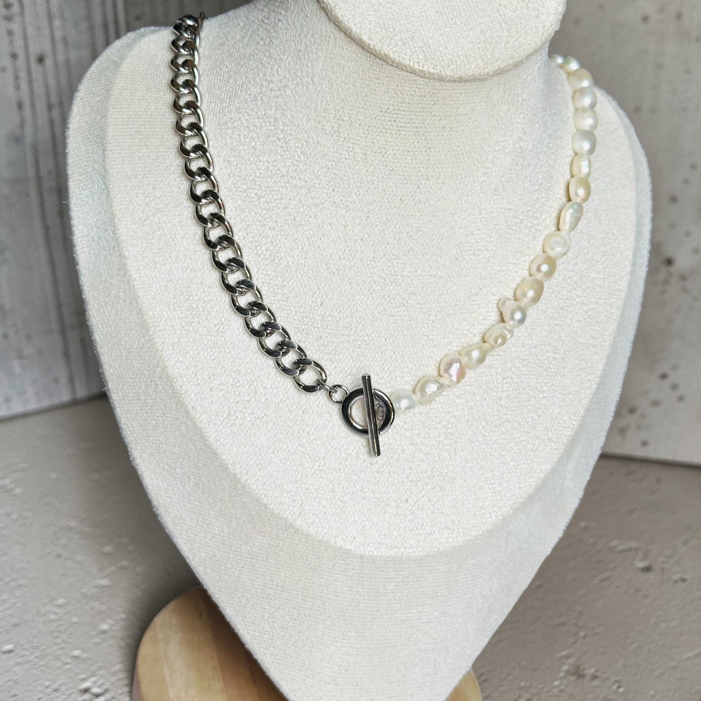 Silver Pearl Chain Necklace
