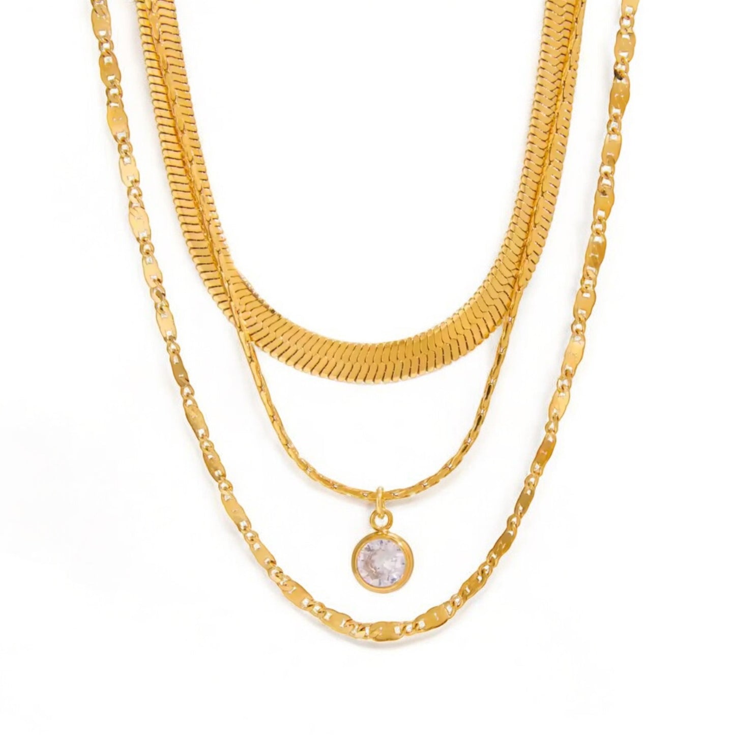 Triple Zirconia Pendant Necklace