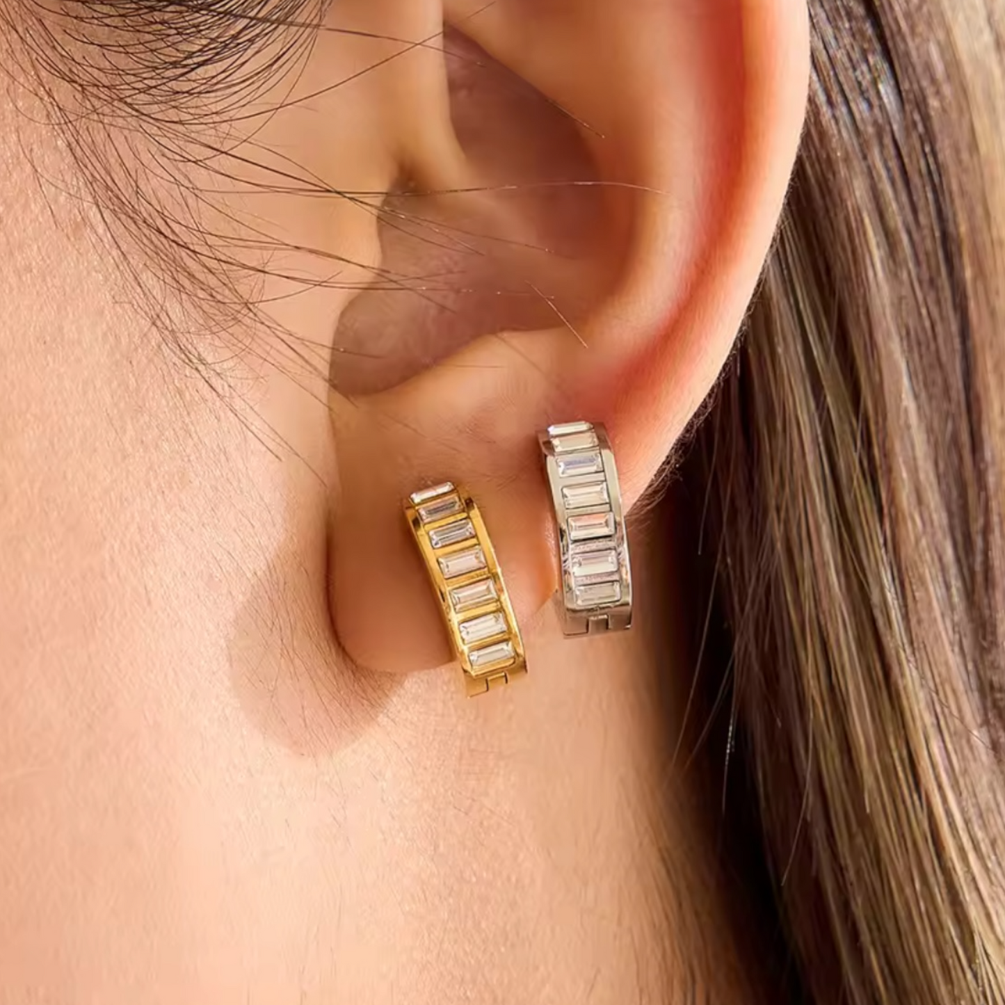 Baguette Glow Hoops Earrings