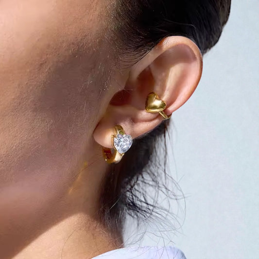 Solitaire Heart Earrings