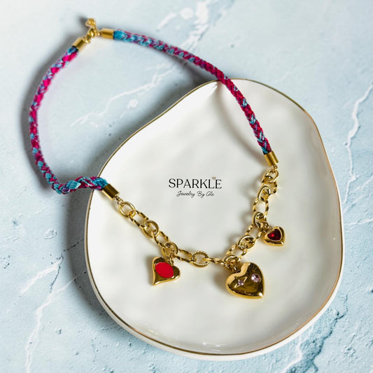 Hearts Braided Necklace