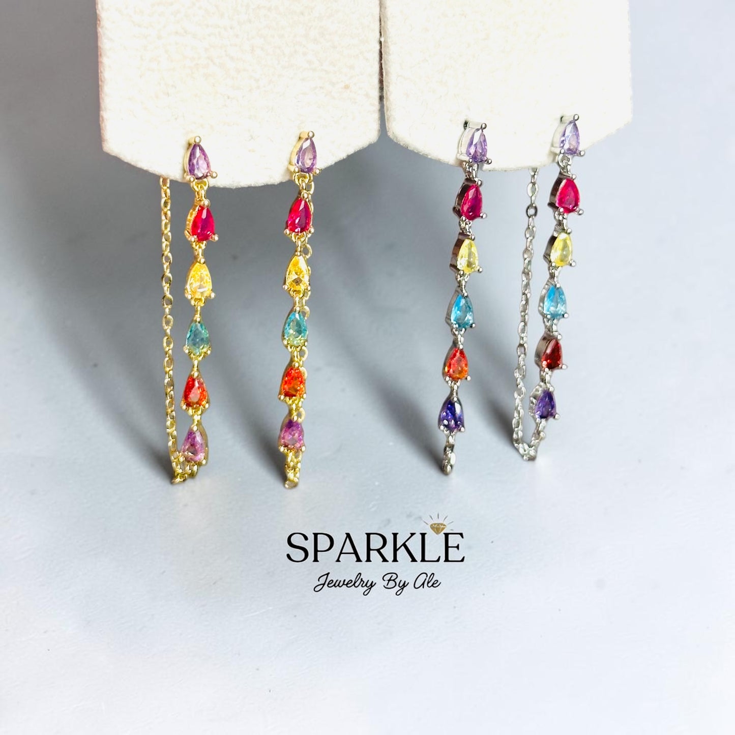Iris Drop Chain Earrings