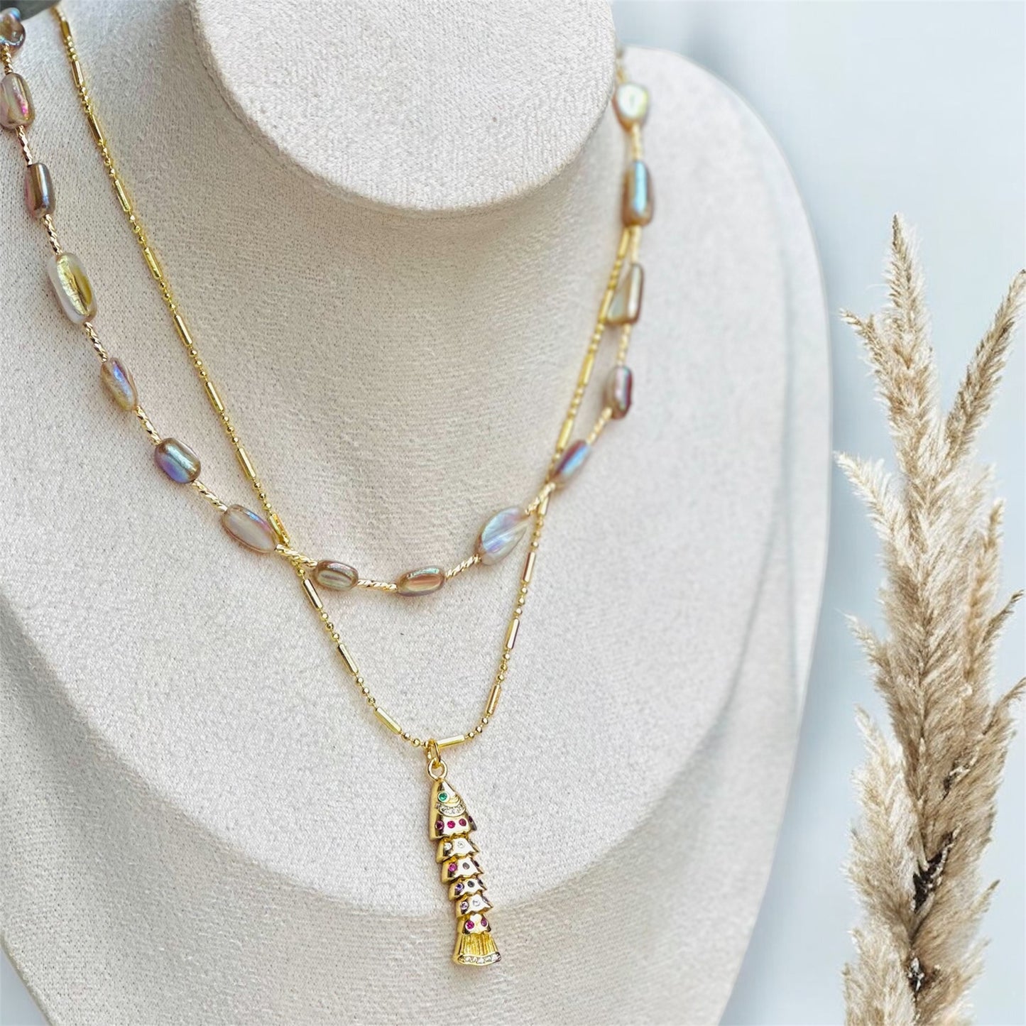 Iridescent Pearl Necklace
