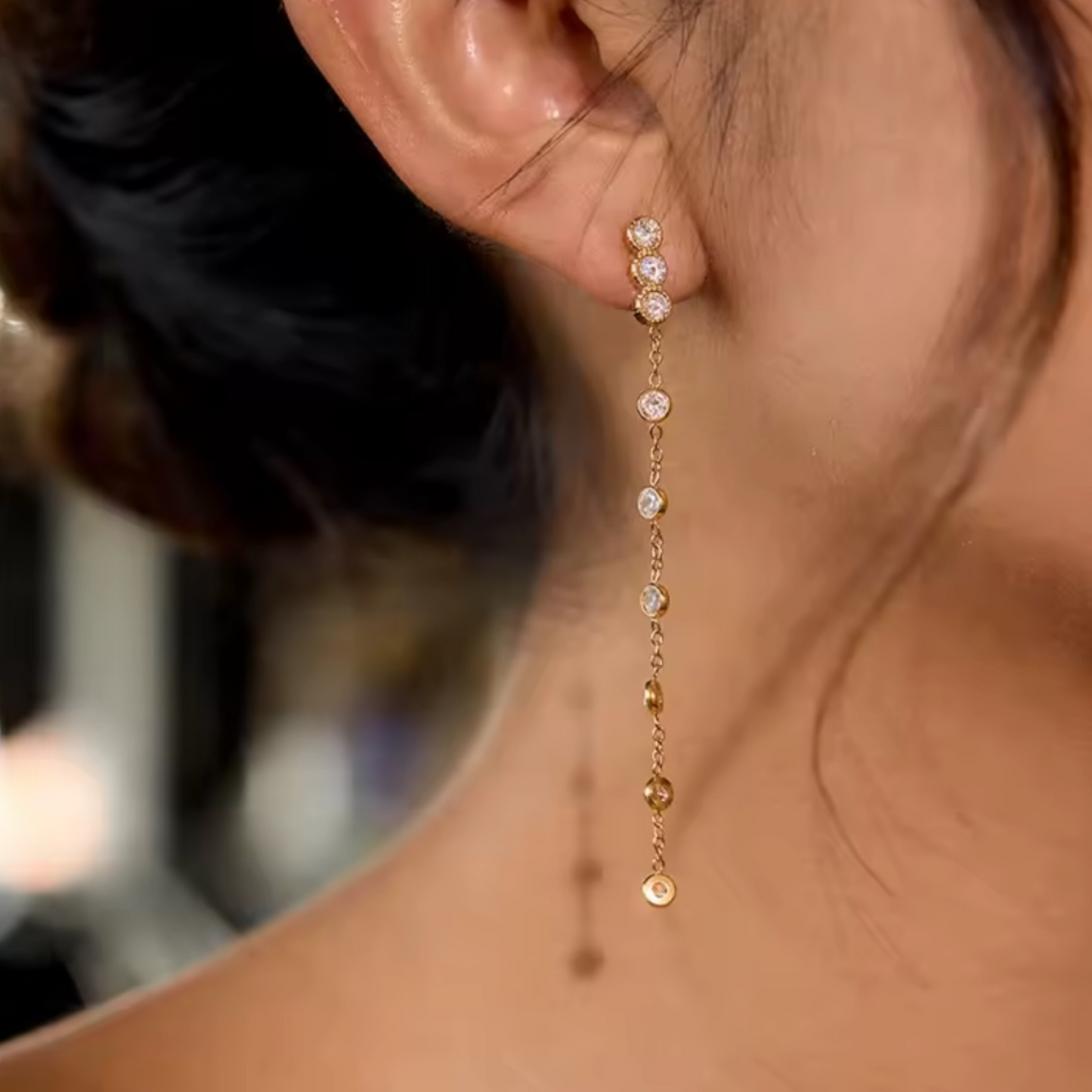 Mistletoe Cz Tassel Earrings