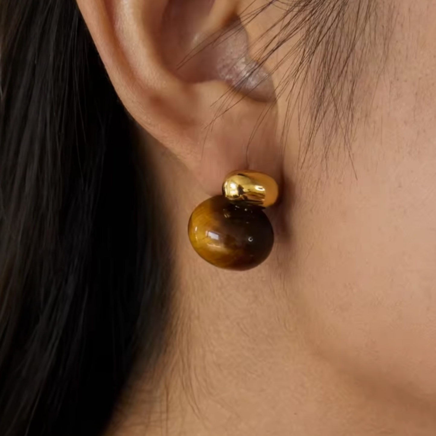 Tiger Eye Stud Earrings