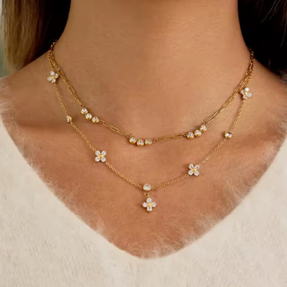 Mini Sparkle Flowers Necklace