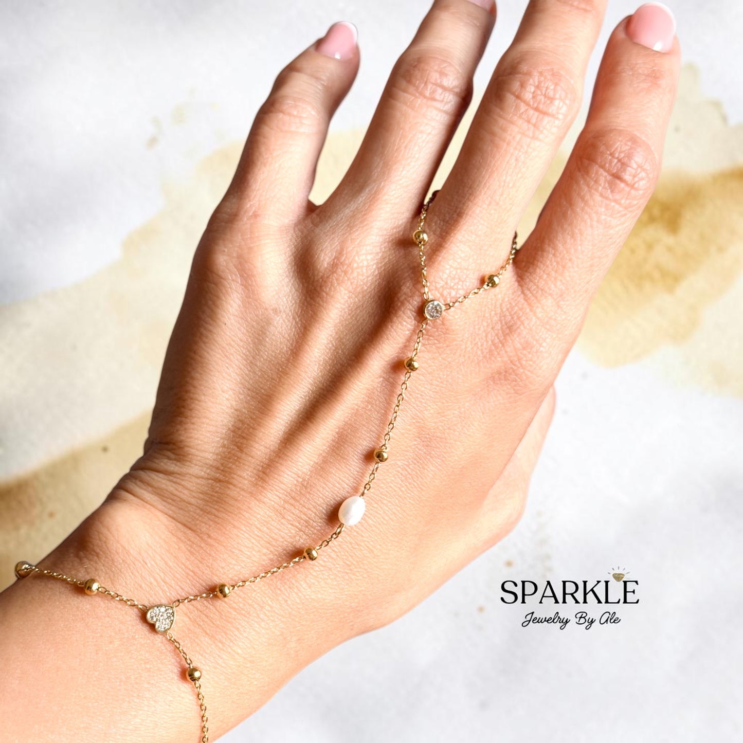 Pearl Kiss Hand Ring Chain