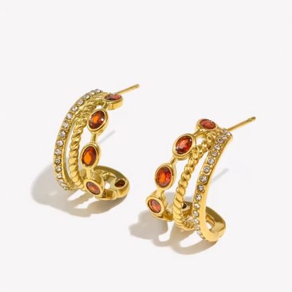 Candy Cane CZ Hoop Earrings