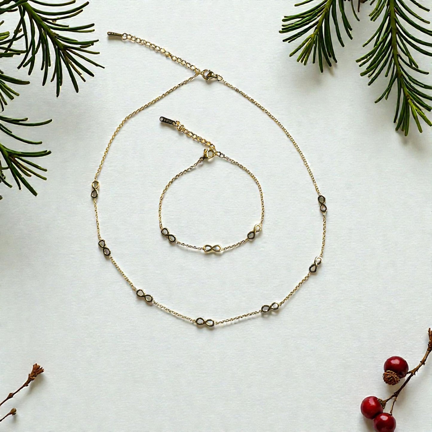 Infinity Necklace and Bracelet Set