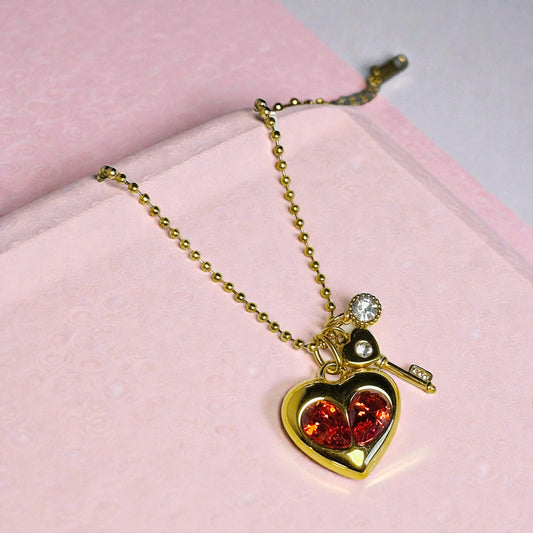 Red Heart Key Necklace