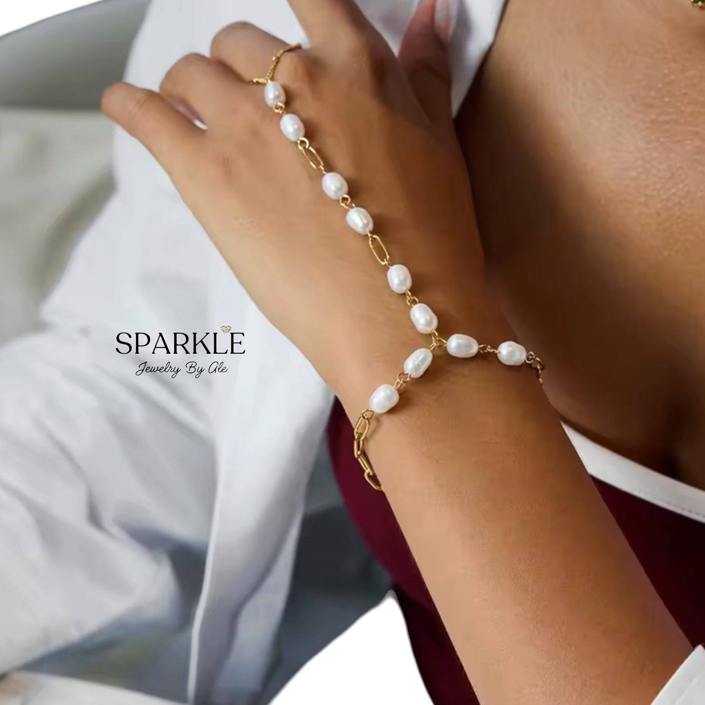 Pearl Whisper Hand Chain Bracelet