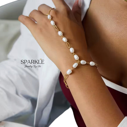 Pearl Whisper Hand Chain Bracelet