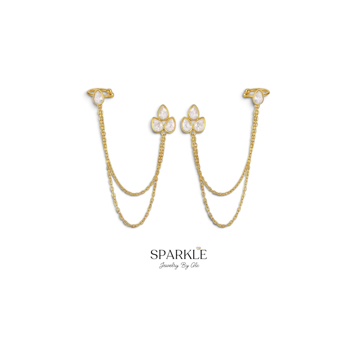 Dazzle Drop Earrings and Ear Cuff