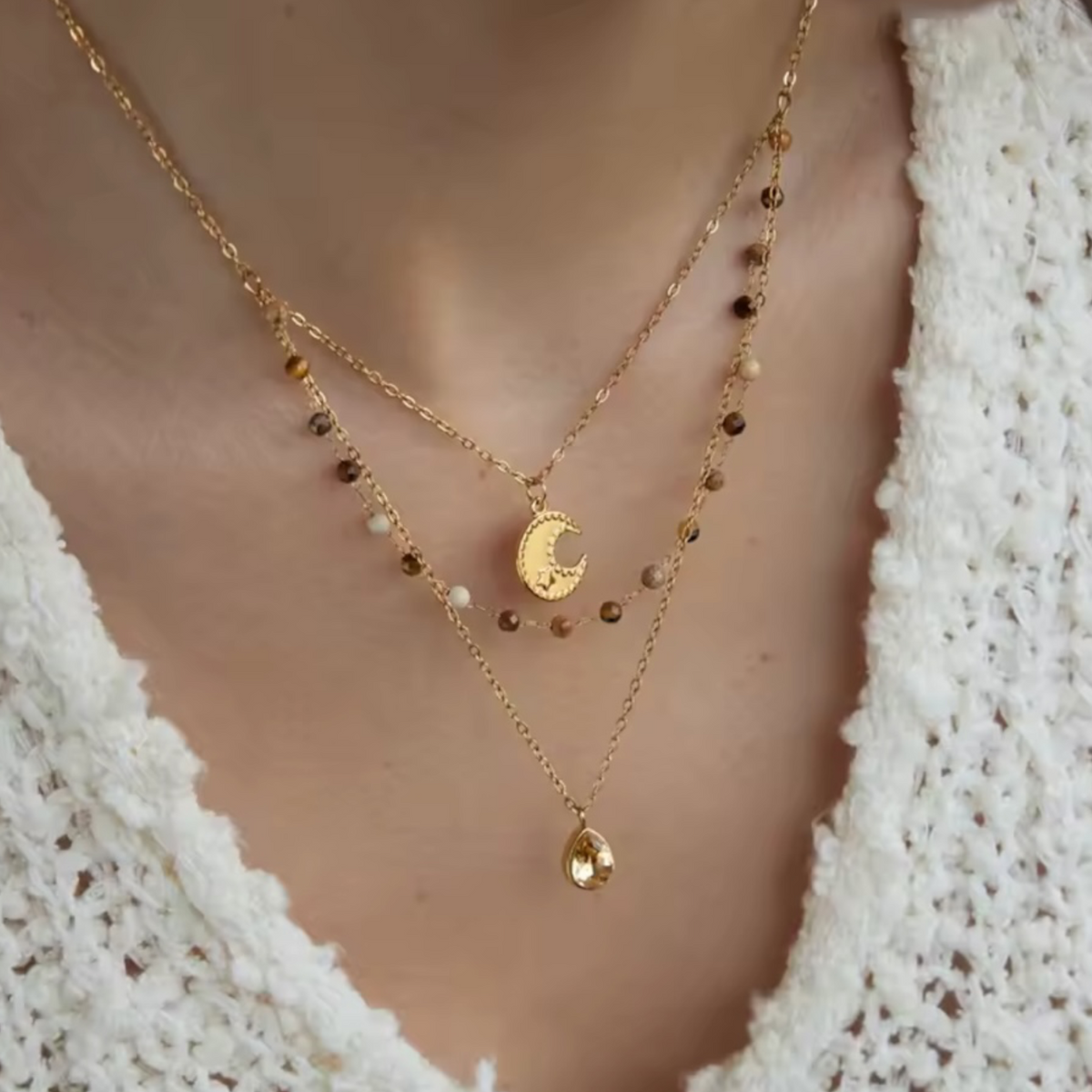 Amber Moon Layer Necklace