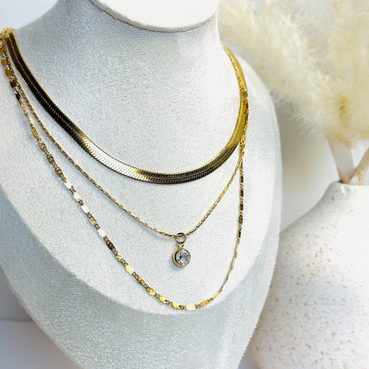 Triple Zirconia Pendant Necklace