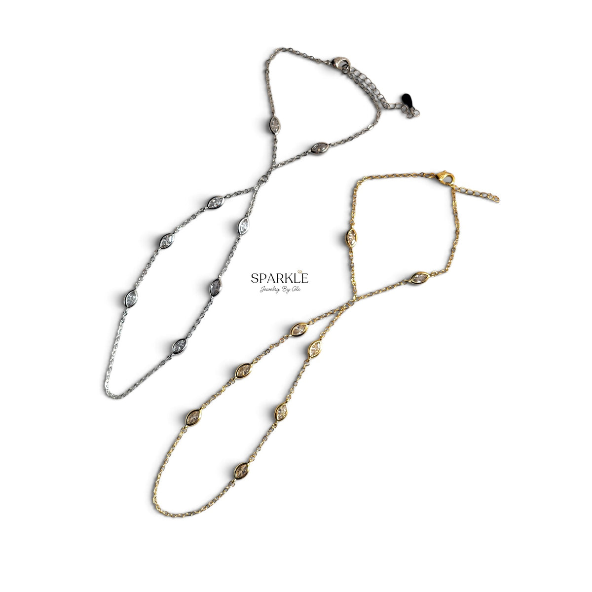 Bezel Drop Hand Ring Bracelet