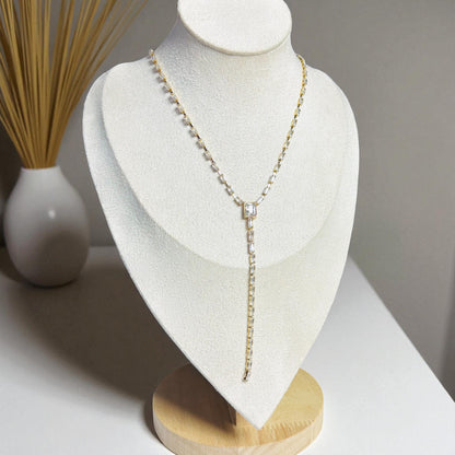 “Y” Square Zirconia Necklace