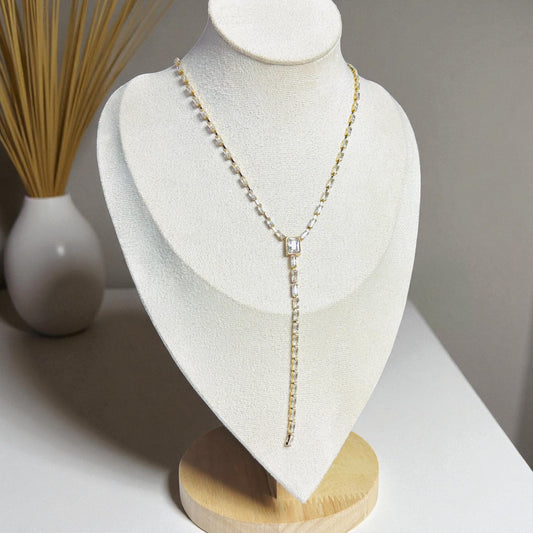 “Y” Square Zirconia Necklace