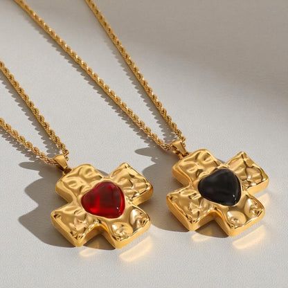 Black / Red Cross Necklace