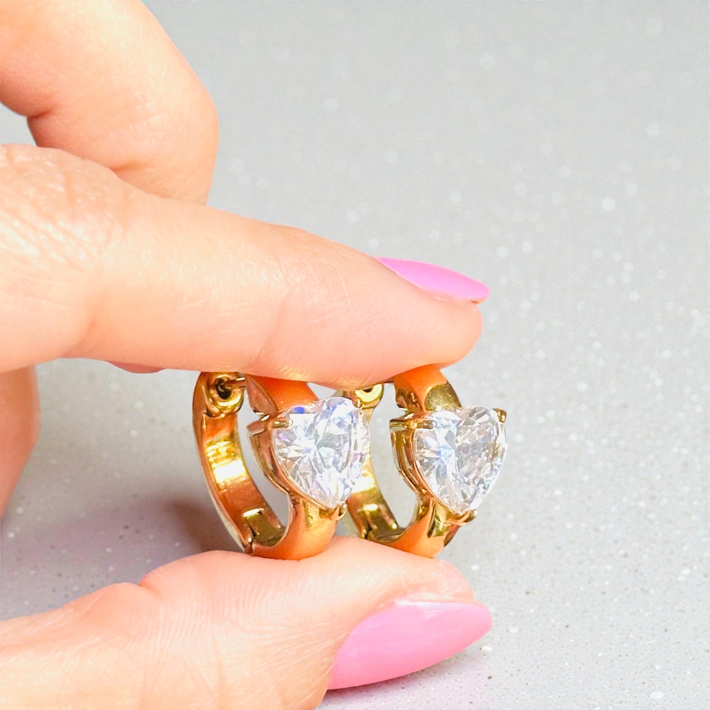 Solitaire Heart Earrings