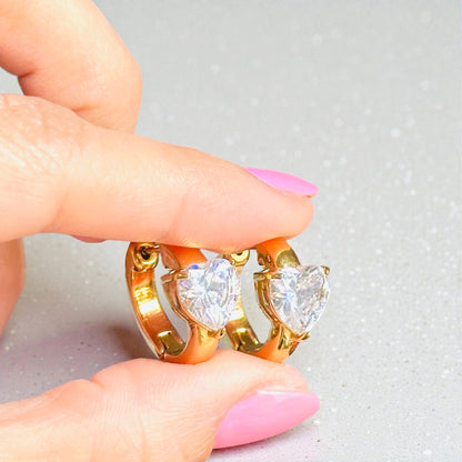 Solitaire Heart Earrings