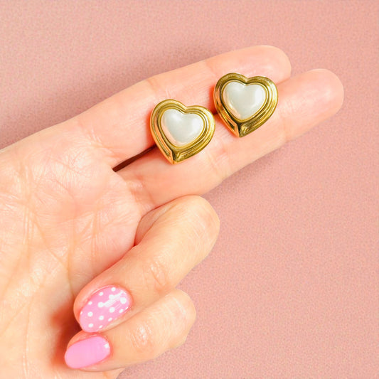 Pearl Heart Earrings