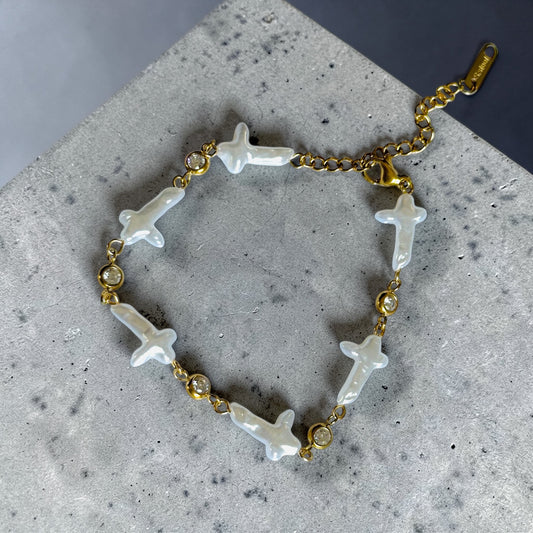 Pearl Cross Bracelet