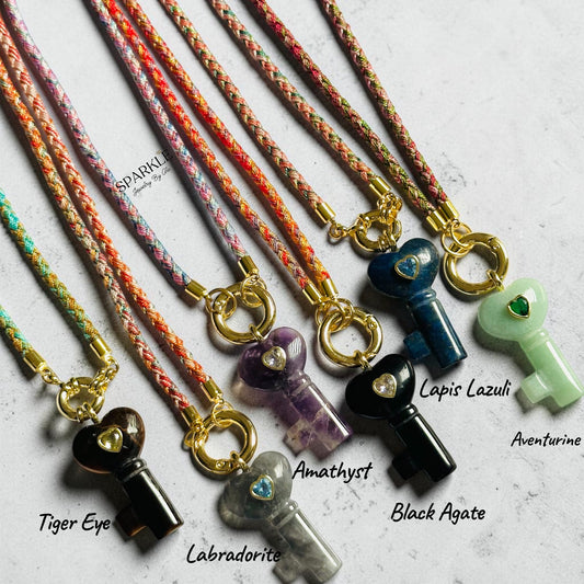 Heart Key Stones Necklace