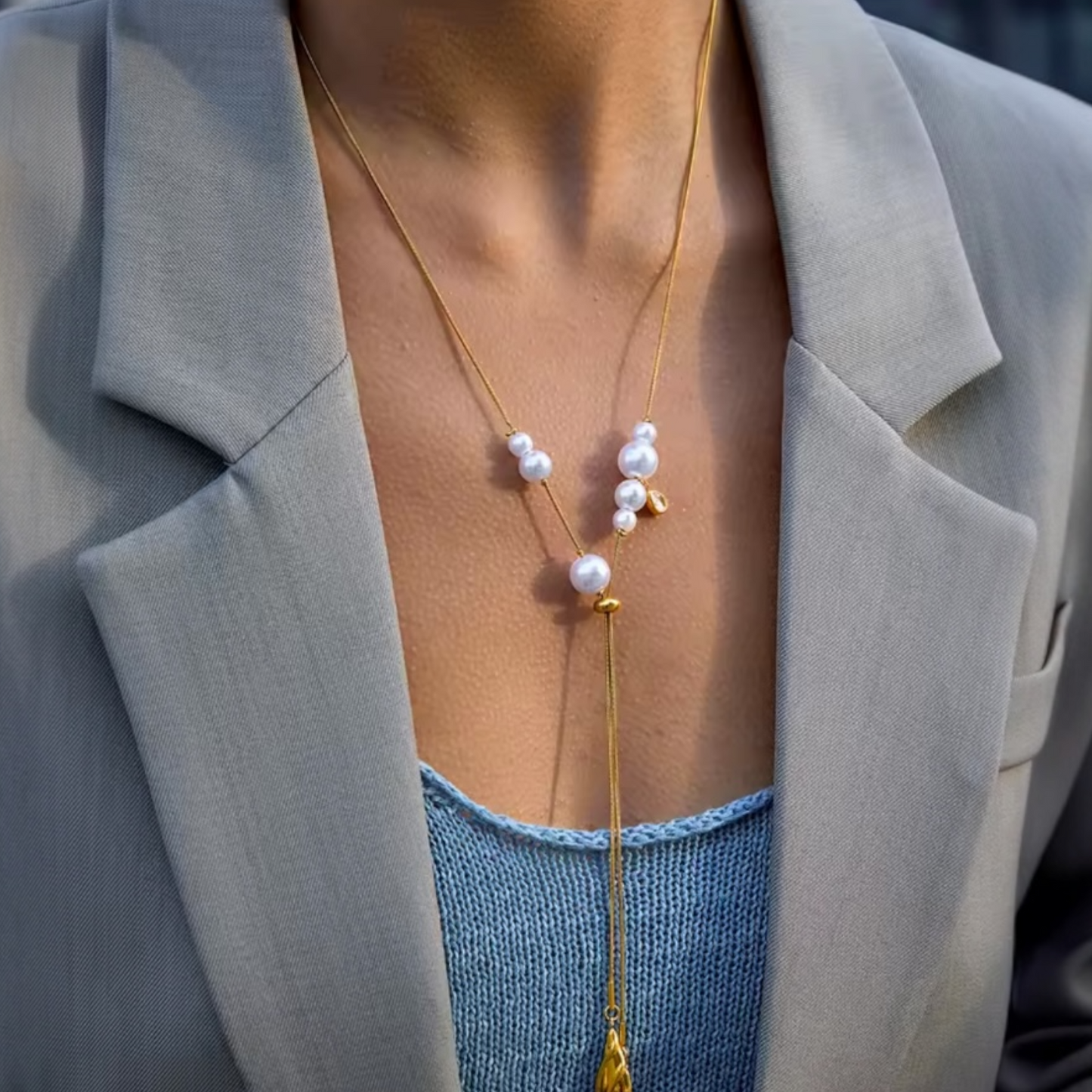 Luxe Drop Pearl Necklace