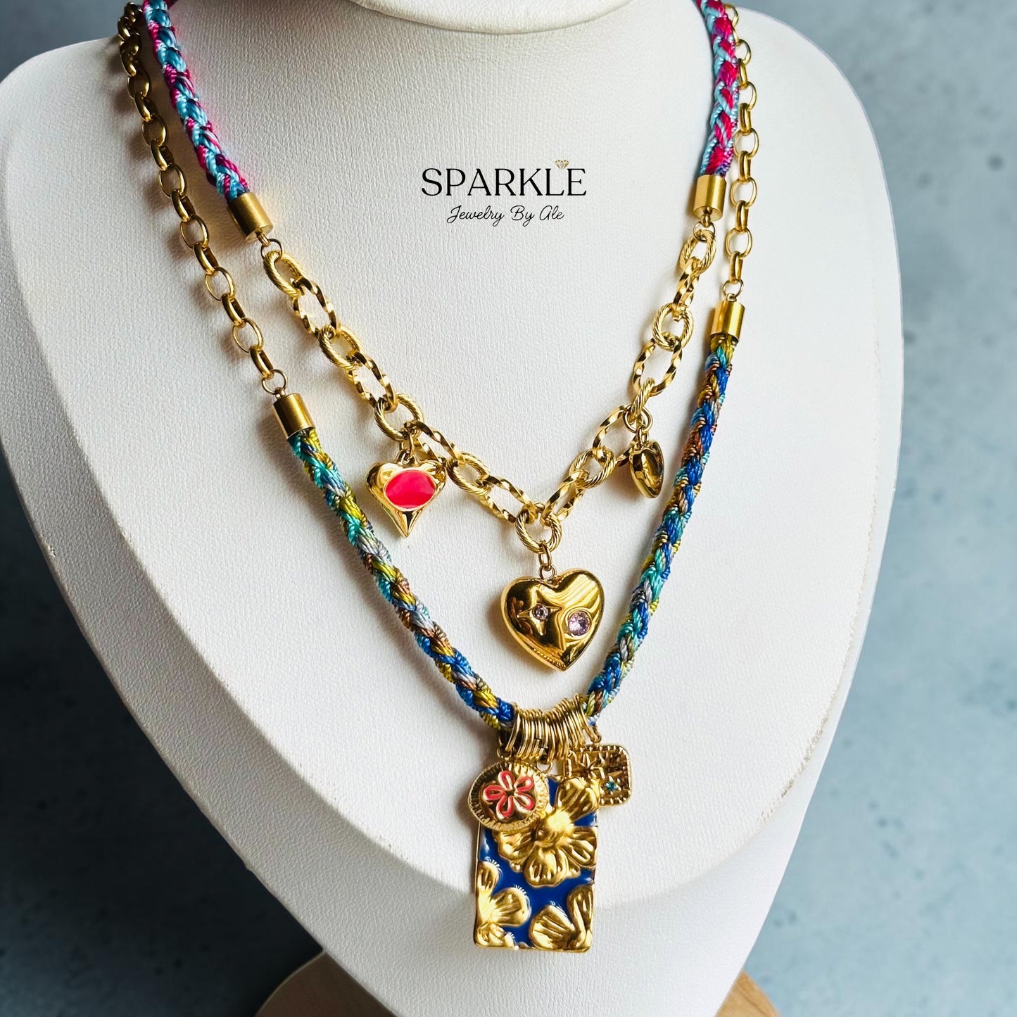 Hearts Braided Necklace