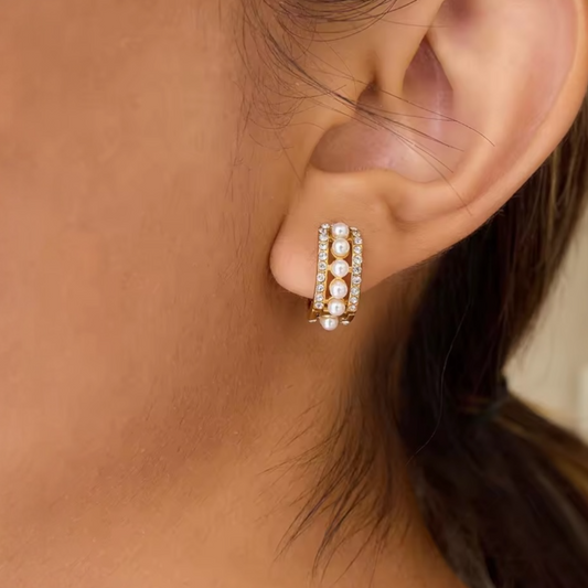 Pearl Hoops Earrings