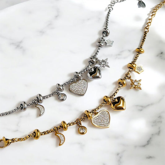 Heart, Moon, Star Bracelet