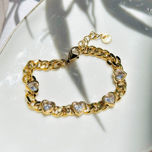 Cuban Heart Chain Bracelet