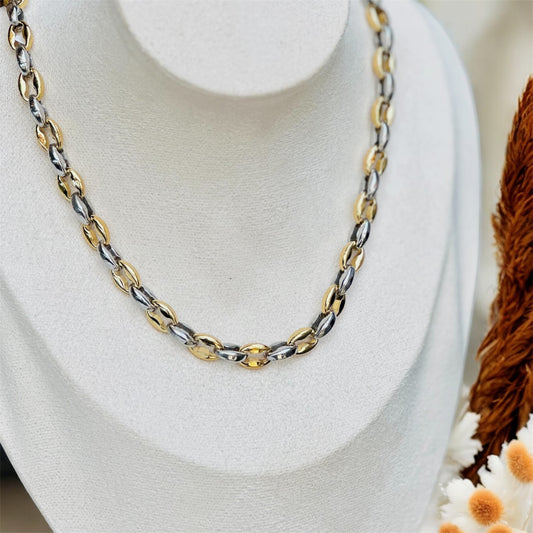 Coffee Bean Bicolor Necklace