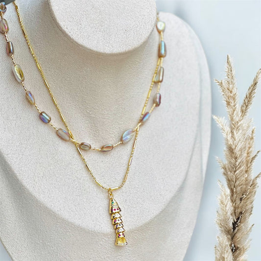 Iridescent Pearl Necklace