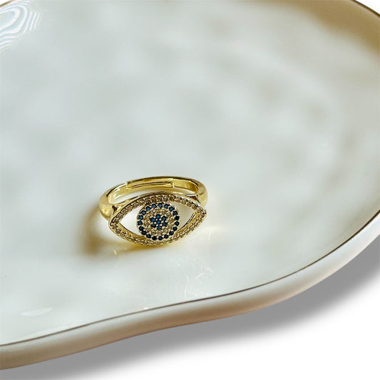 Blue Zirconium Evil Eye Ring