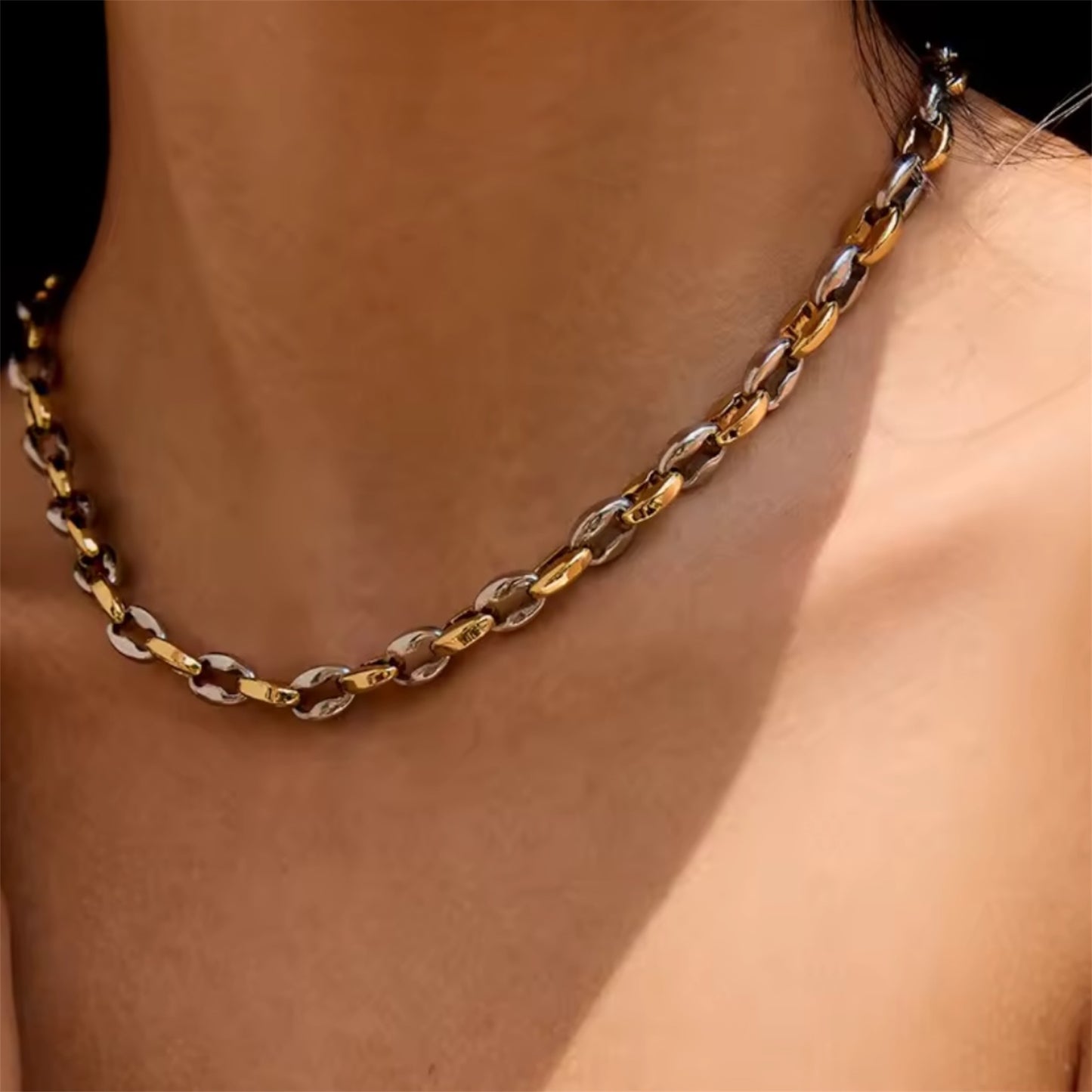 Coffee Bean Bicolor Necklace