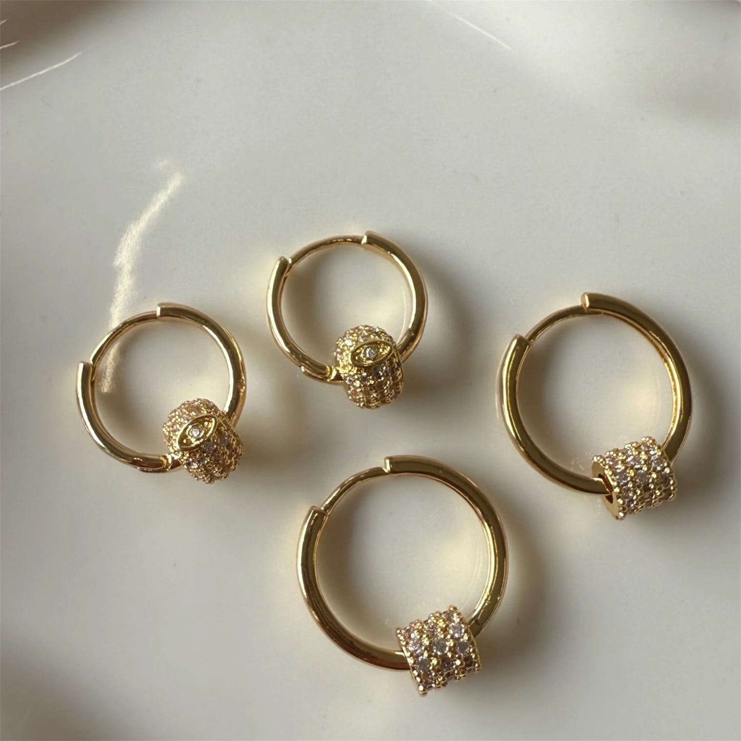 Rolling Zirconium Hoops Earrings