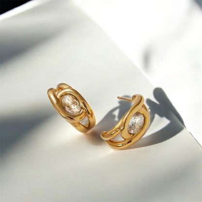 Zirconia C Hoop Earrings