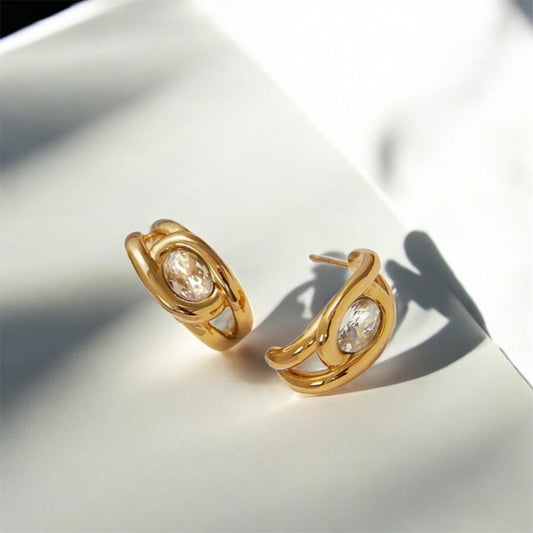 Zirconia C Hoop Earrings