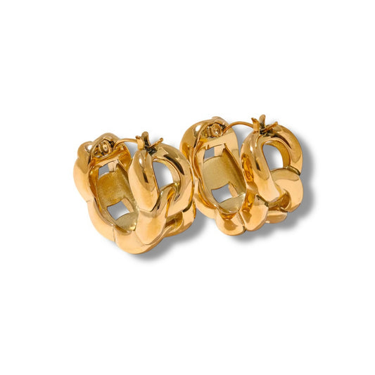 Cuban Chain Hoops Earrings