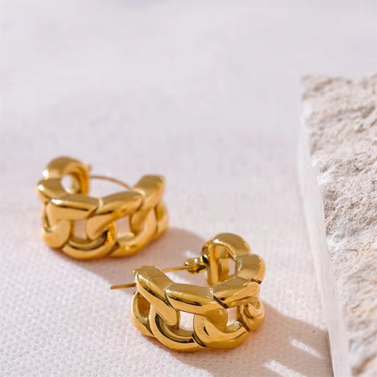 Cuban Chain Hoops Earrings