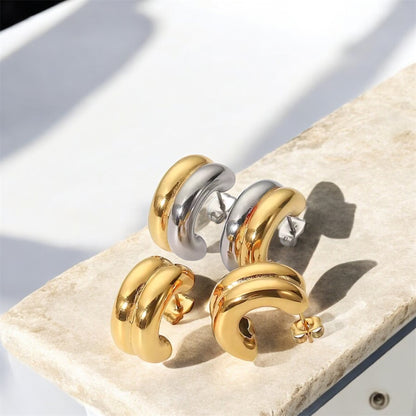 Double Layer Hoops Earrings