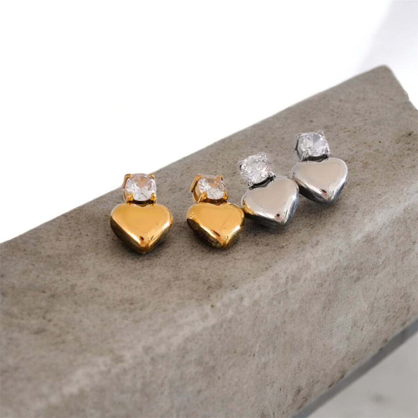 Bling Heart Studs Earrings