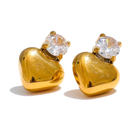 Bling Heart Studs Earrings