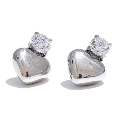 Bling Heart Studs Earrings