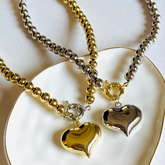 Puffed Heart Beads Necklace