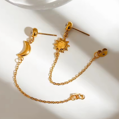 Moon And Star Tassel Earrings