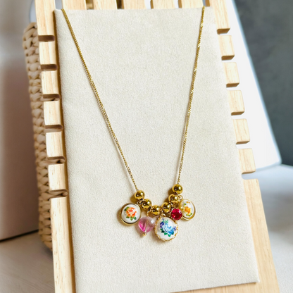 Vintage Flower Charms Necklace